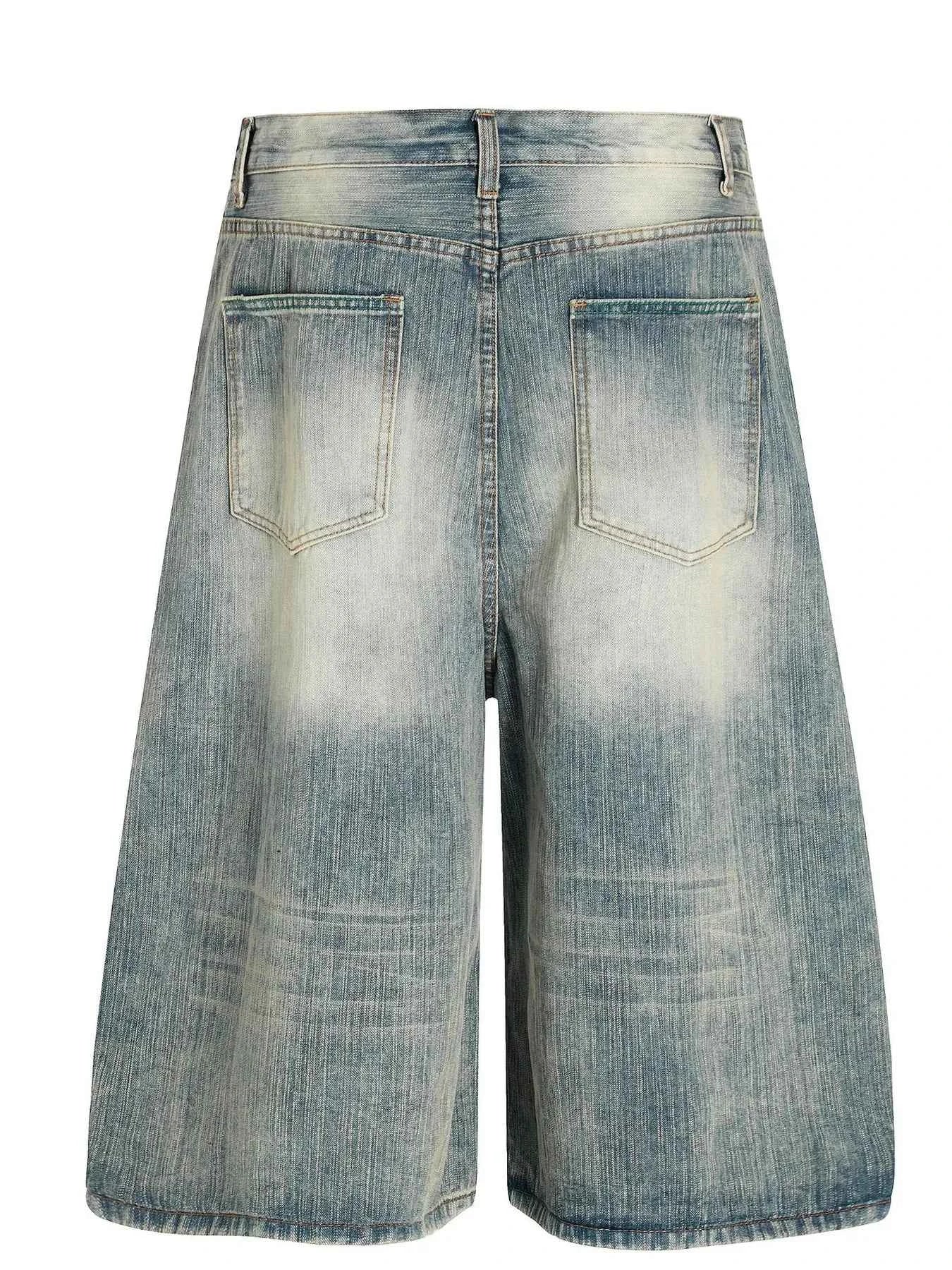 Men's Wash Wide-Leg Denim Shorts